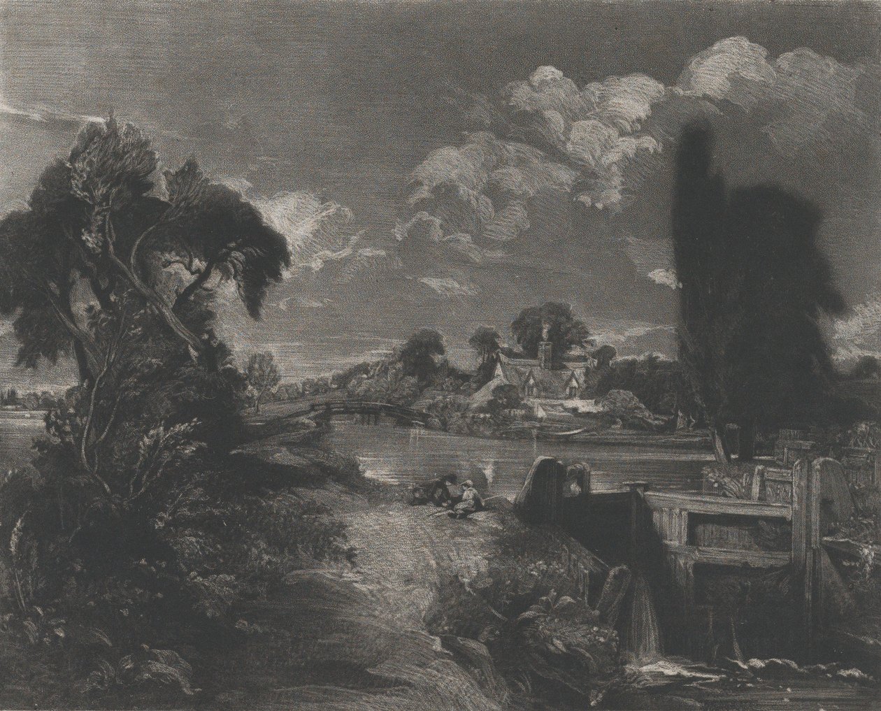 Eine Schleuse an der Stour, 1830 von David Lucas