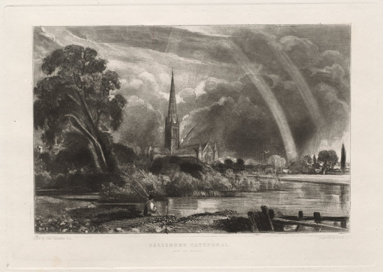 Kathedrale von Salisbury von den Wiesen (kleine Platte) von David Lucas