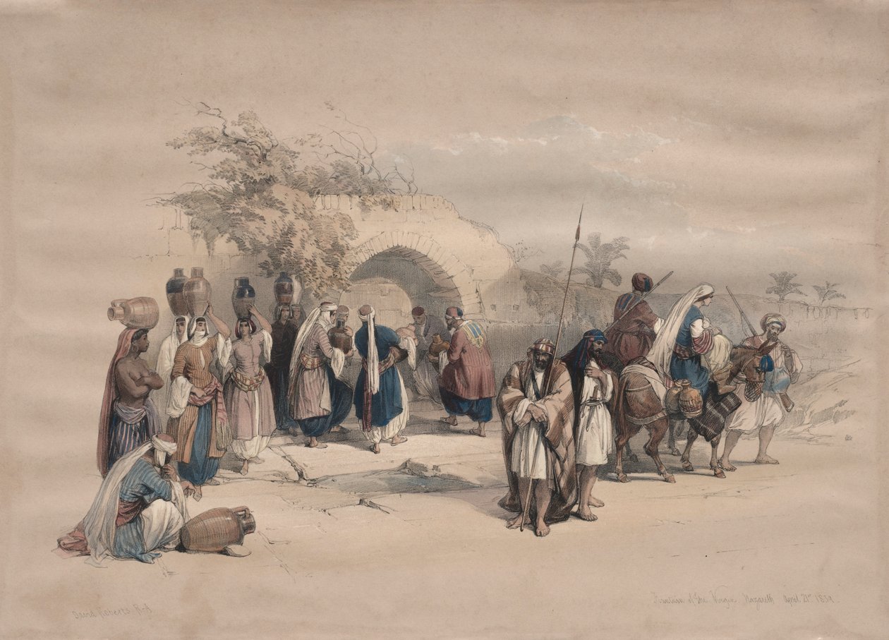 Brunnen der Jungfrau, Nazareth, 1839 von David Roberts