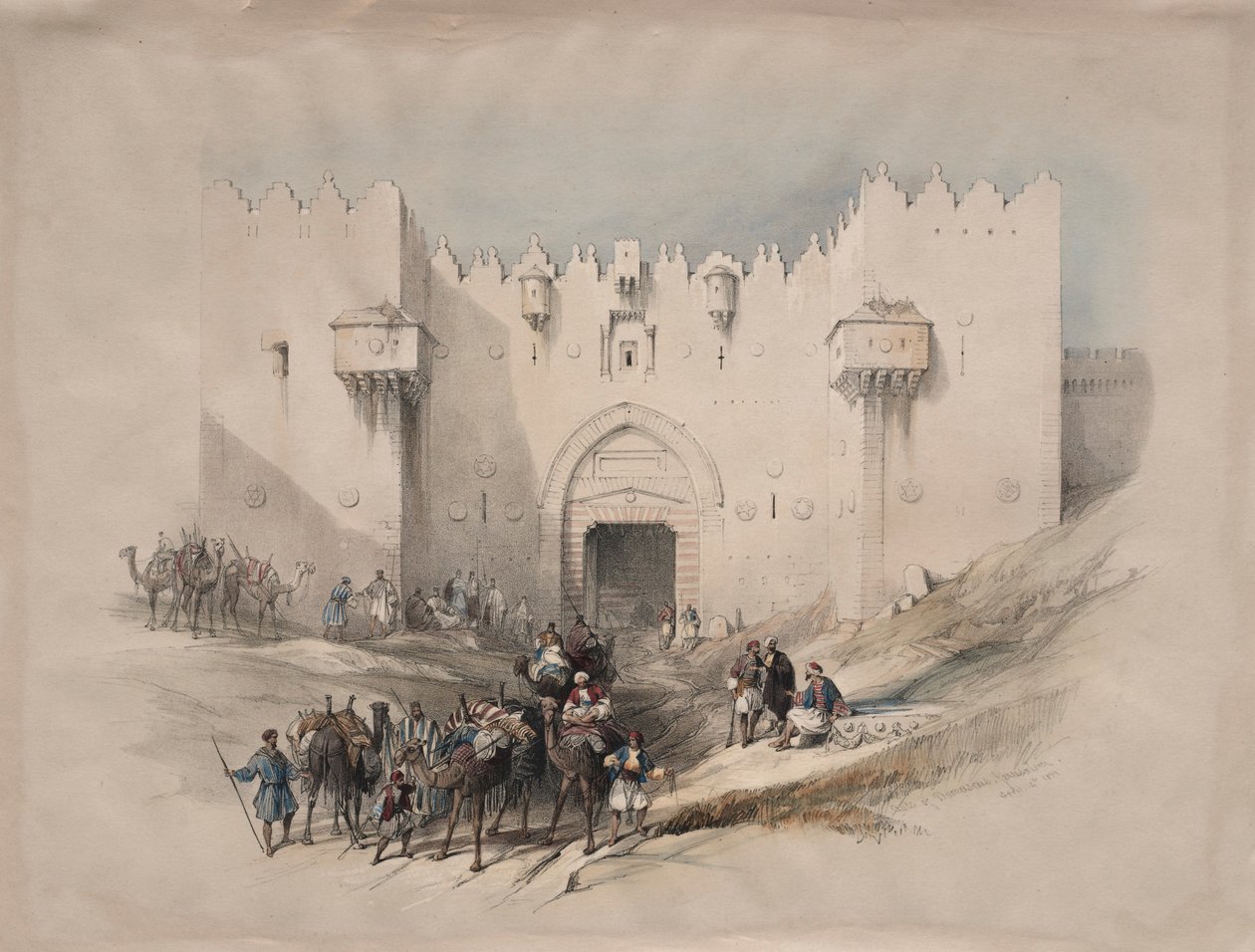Damaskustor, Jerusalem, 1839 von David Roberts