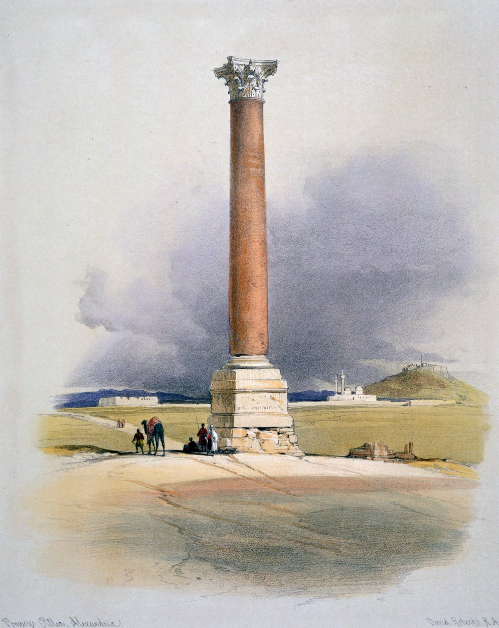Pompeys Säule, Alexandria, 19. Jahrhundert von David Roberts