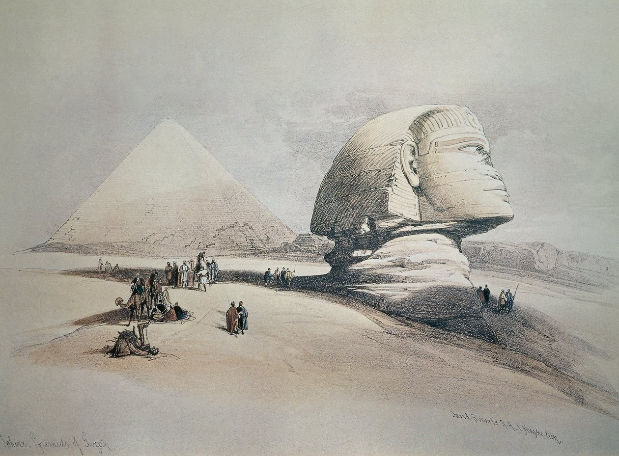 Sphinx in Gizeh. Lithografie von David Roberts