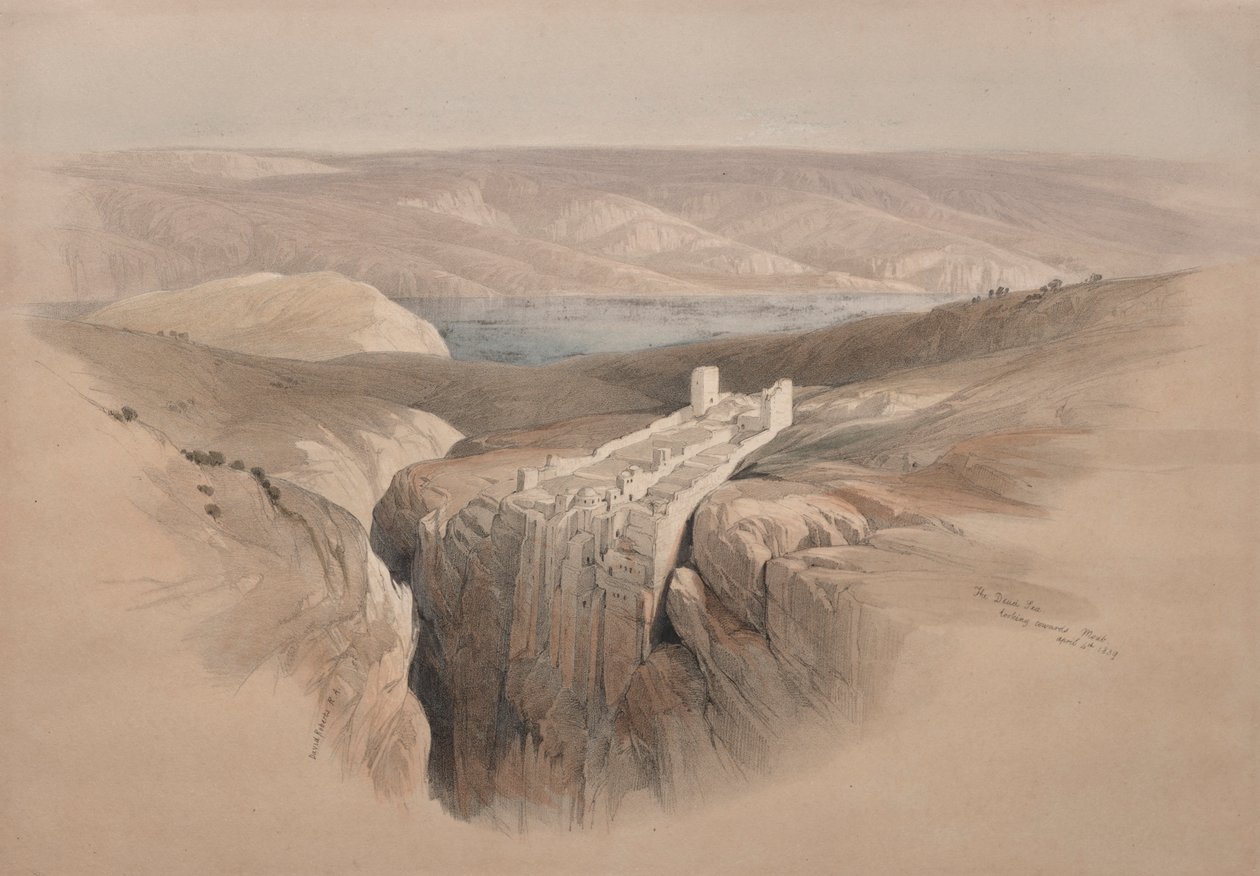 Das Tote Meer mit Blick auf Moab, 1839 von David Roberts