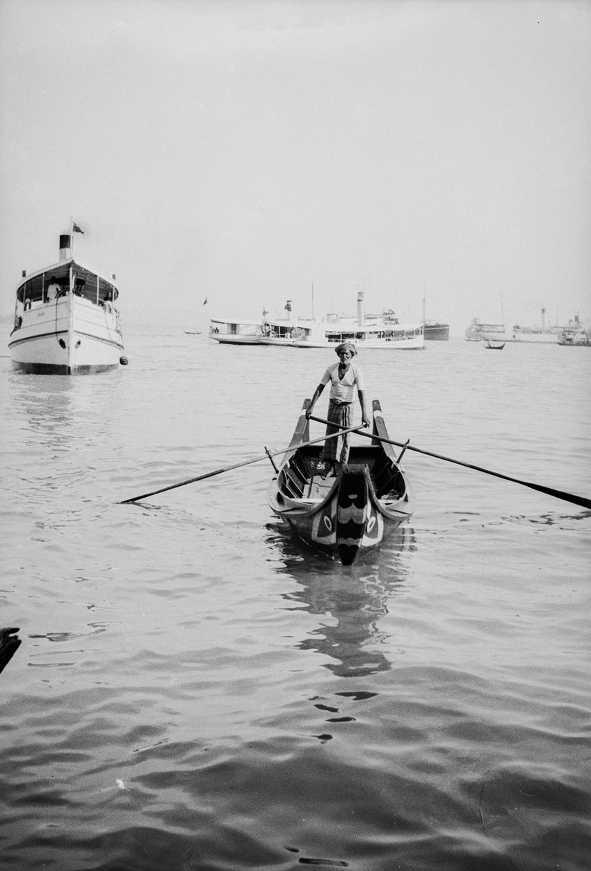 Ein Sampan in Penang rudern von David Watkin Waters