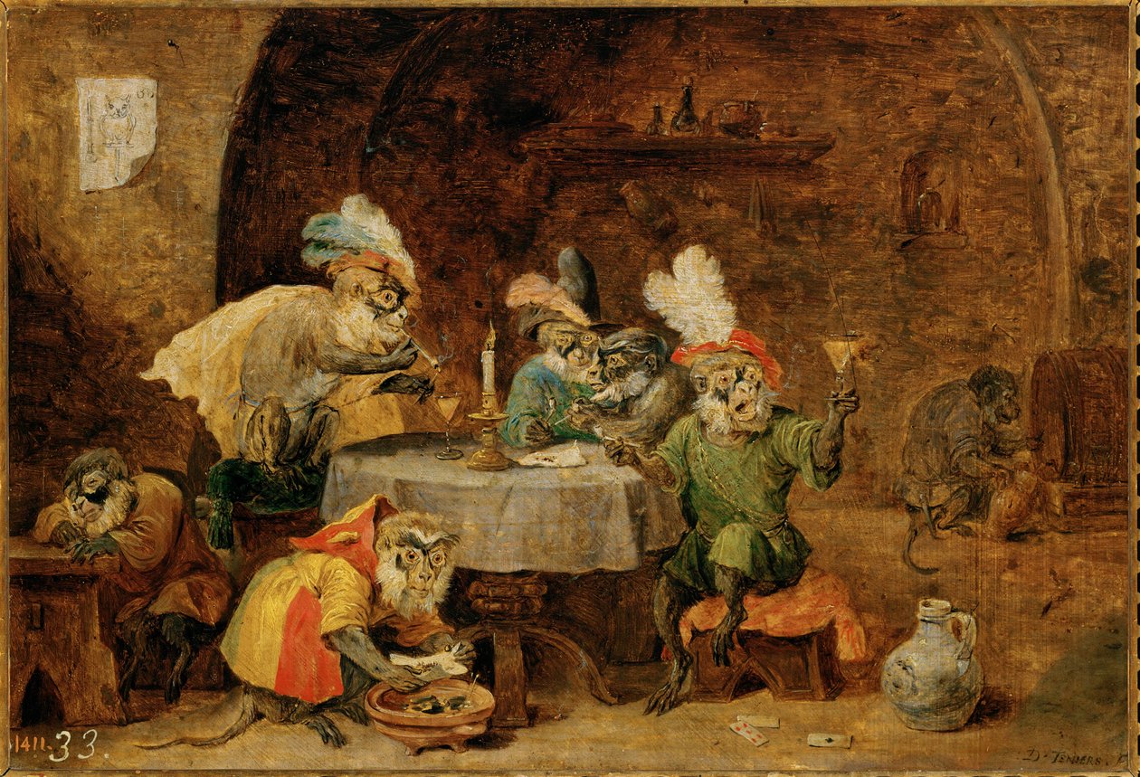 Affen trinken und rauchen von David the Younger Teniers