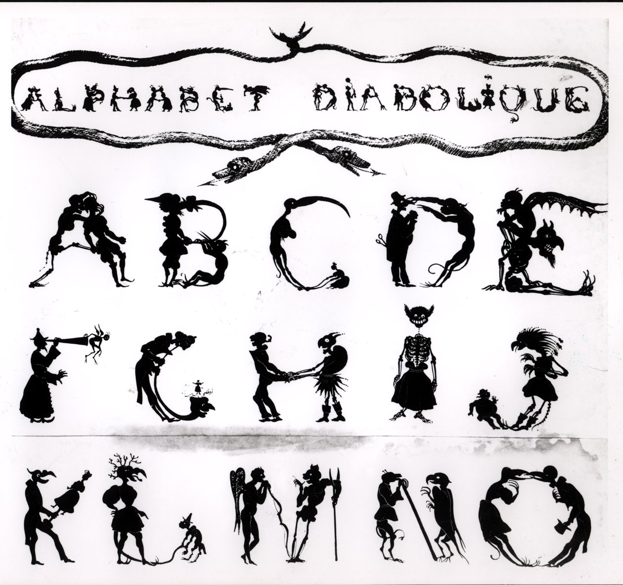 Teuflisches Alphabet, graviert von Delannois, 1825 (Detail) von Delaporte