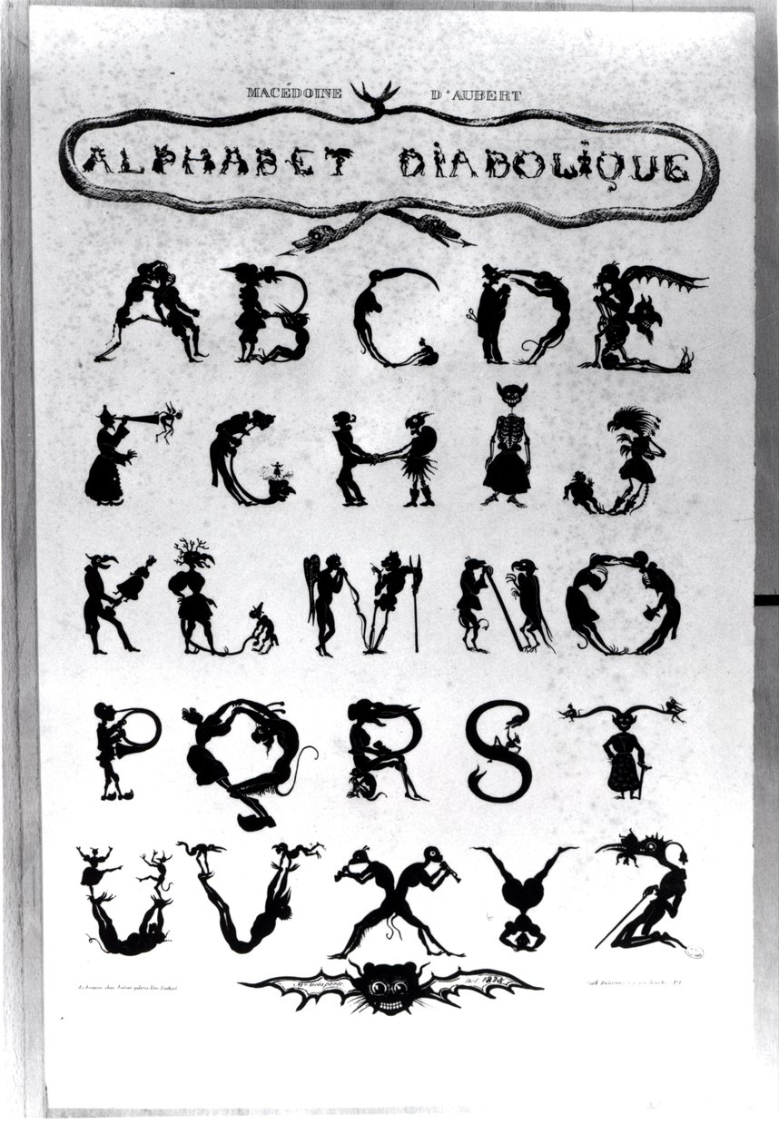 Teuflisches Alphabet, graviert von Delannois, 1825 von Delaporte
