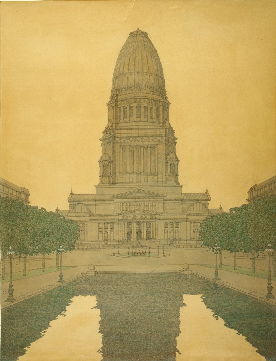 Plan von Chicago - Bürgerzentrum von Jules Guerin