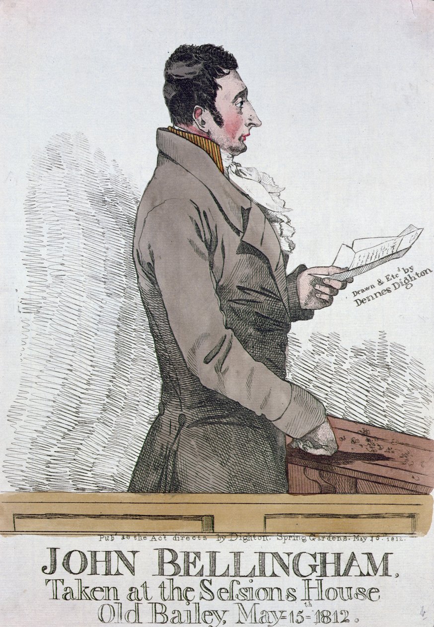 Porträt von John Bellingham (1770-1812) 1812 (kolorierte Radierung) von Denis Dighton