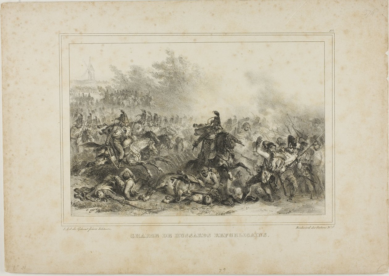 Angriff der republikanischen Husaren von Denis Auguste Marie Raffet