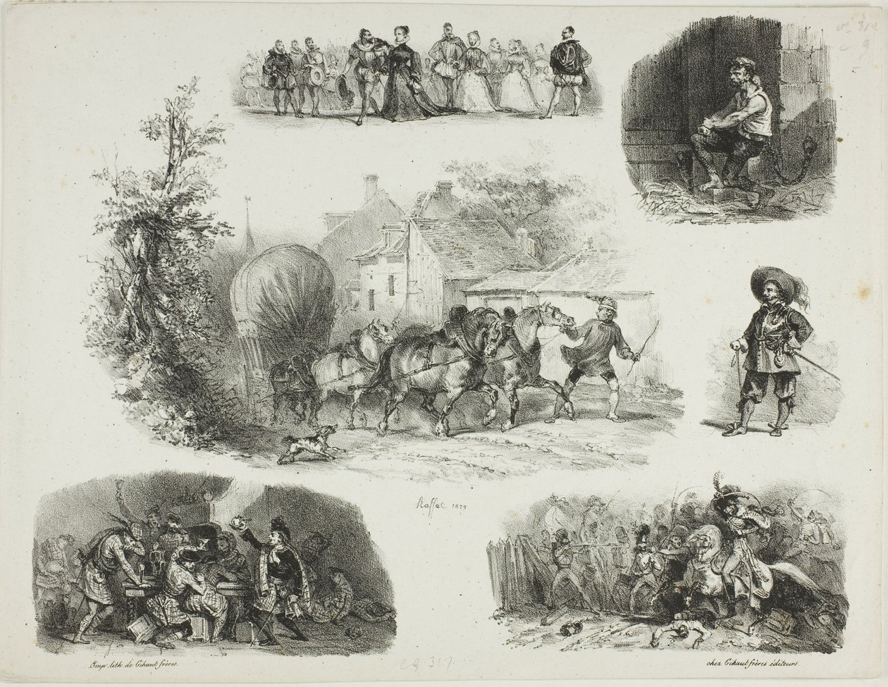 Blatt mit Skizzen von Denis Auguste Marie Raffet
