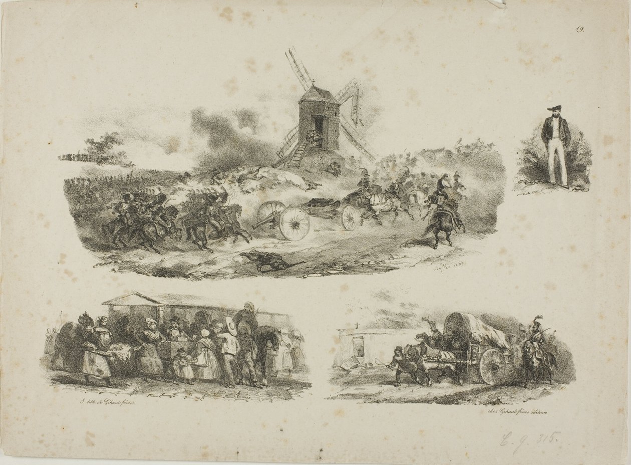 Blatt mit Skizzen von Denis Auguste Marie Raffet