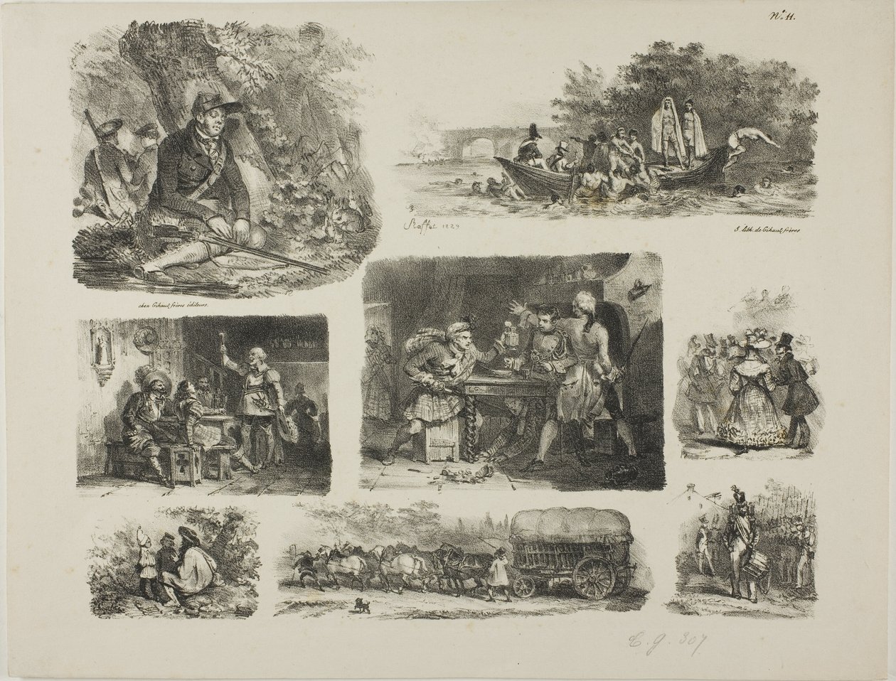 Blatt mit Skizzen von Denis Auguste Marie Raffet