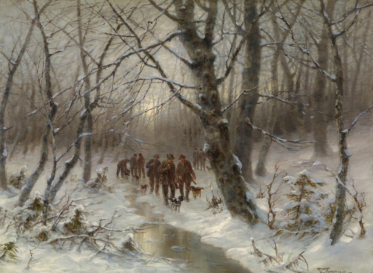 Jäger im Winterwald von Desire Thomassin