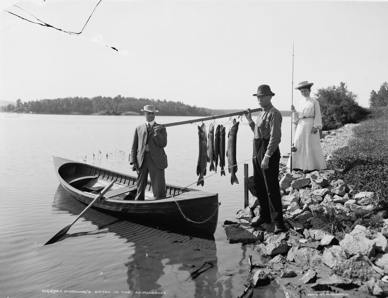 Ein Morgenfang in den Adirondacks, ca. 1903 von Detroit Publishing Co.