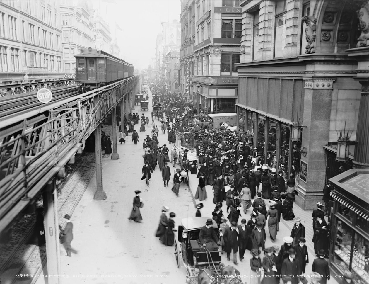Einkäufer auf der Sixth Avenue, New York City, ca. 1903 von Detroit Publishing Co.