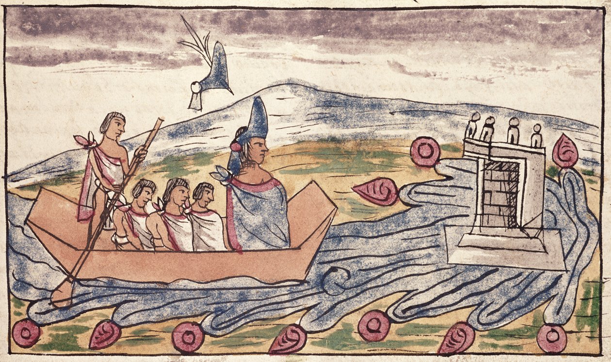 Montezuma II (1466-1520) verlässt schnell den Ort nach der Nachricht von der Landung der Spanier, 1579 von Diego Duran