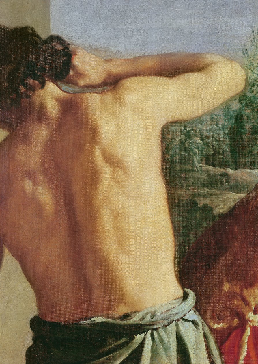 Josephs blutiger Mantel wird Jakob gebracht, Detail des Dieners auf der linken Seite, 1630 (Detail) von Diego Velázquez