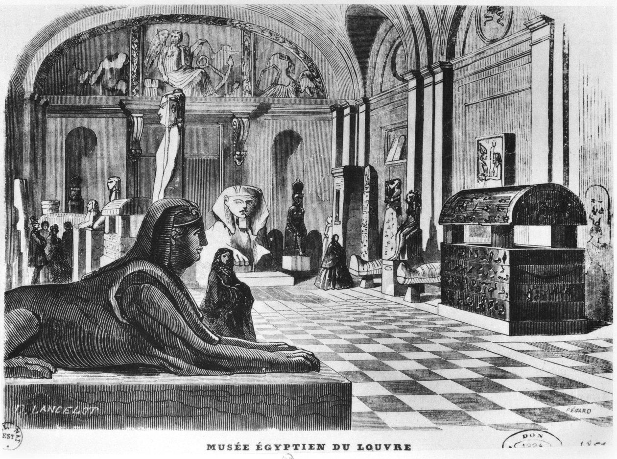 Die ägyptischen Räume im Louvre-Museum, graviert von Pegard, 1851 von Dieudonne Auguste Lancelot