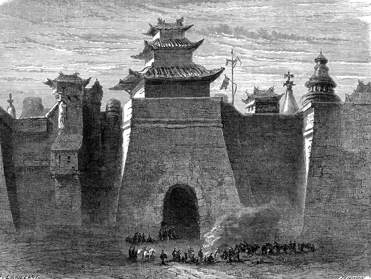 Mauern und Tor von PEKING, China von Dieudonne Auguste Lancelot