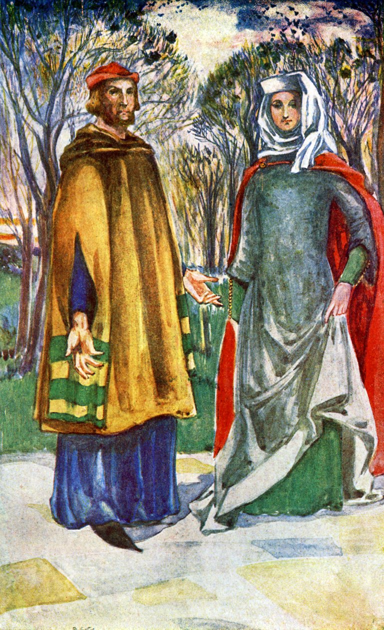 Paar-Kostüm zur Zeit von Eduard I (1272-1307) von Dion Clayton Calthrop