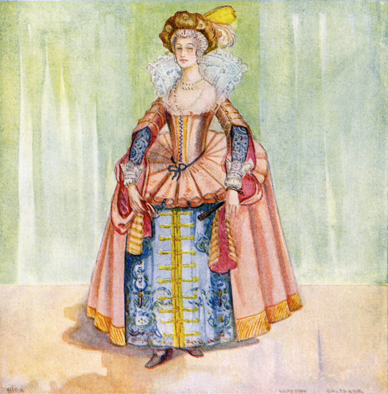 Frauenkostüm zur Zeit von Jakob I (1603-1625) von Dion Clayton Calthrop