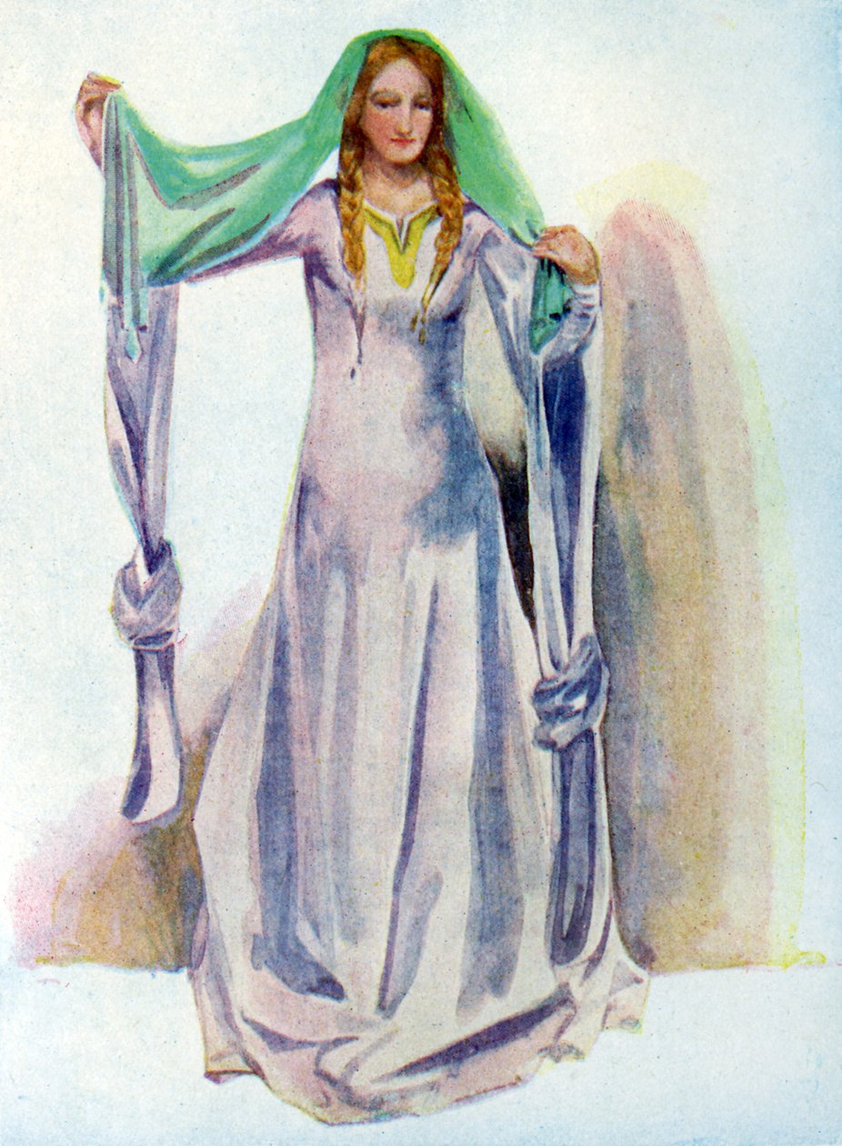 Frauenkostüm zur Zeit von Stephan (1135–1154) von Dion Clayton Calthrop