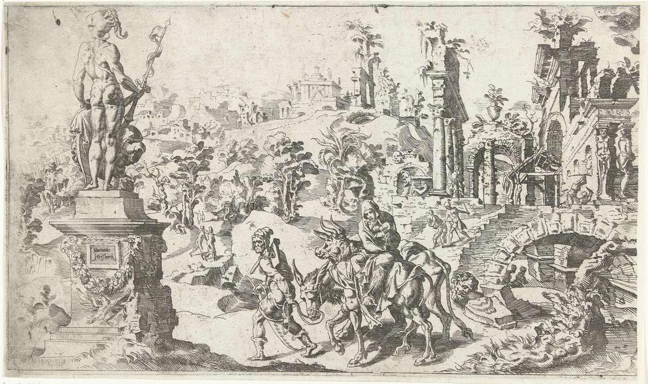 Flucht nach Ägypten von Dirck Volckertsz. Coornhert (attributed to)