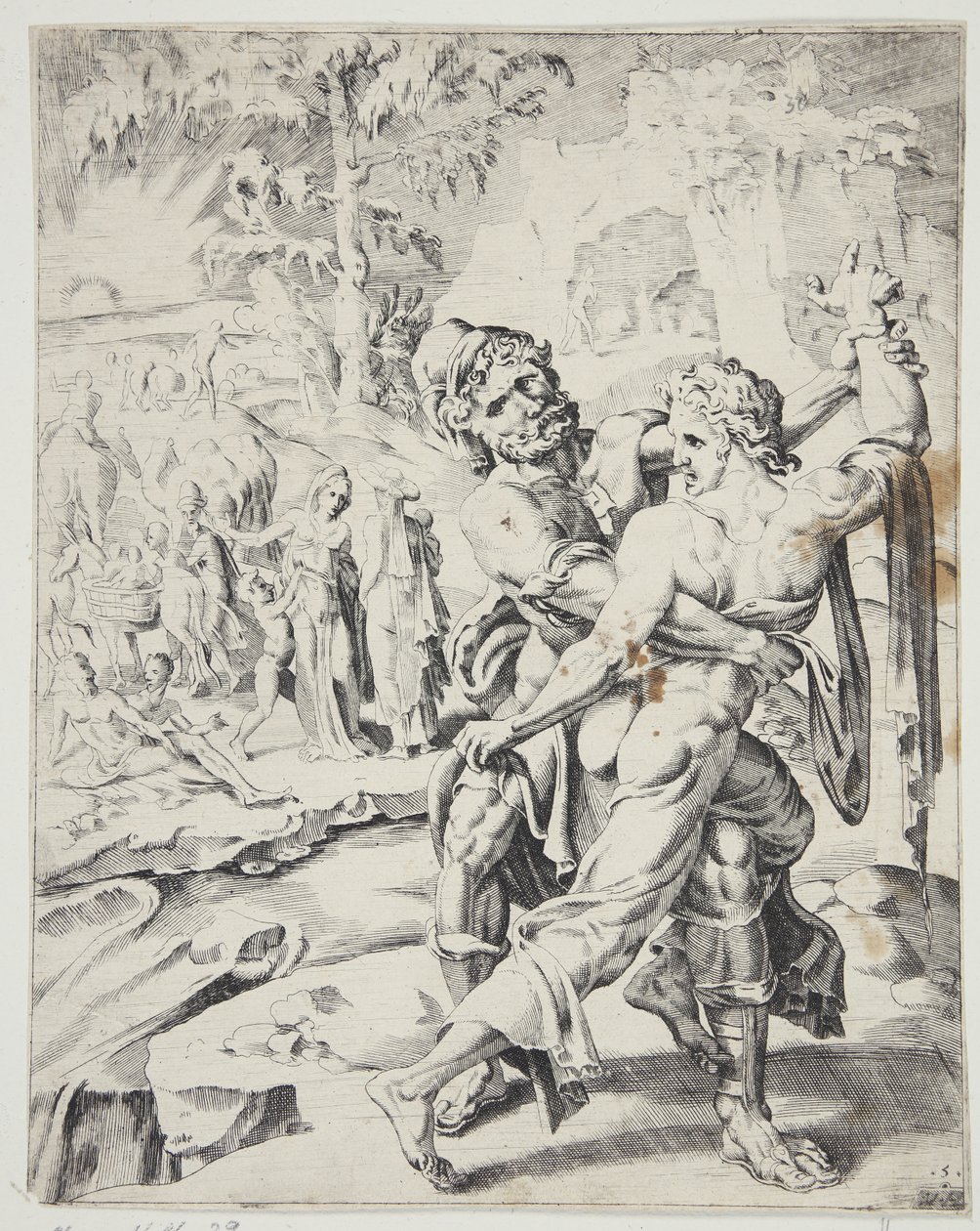 Jakob kämpft mit dem Engel von Dirck Volckertsz. Coornhert