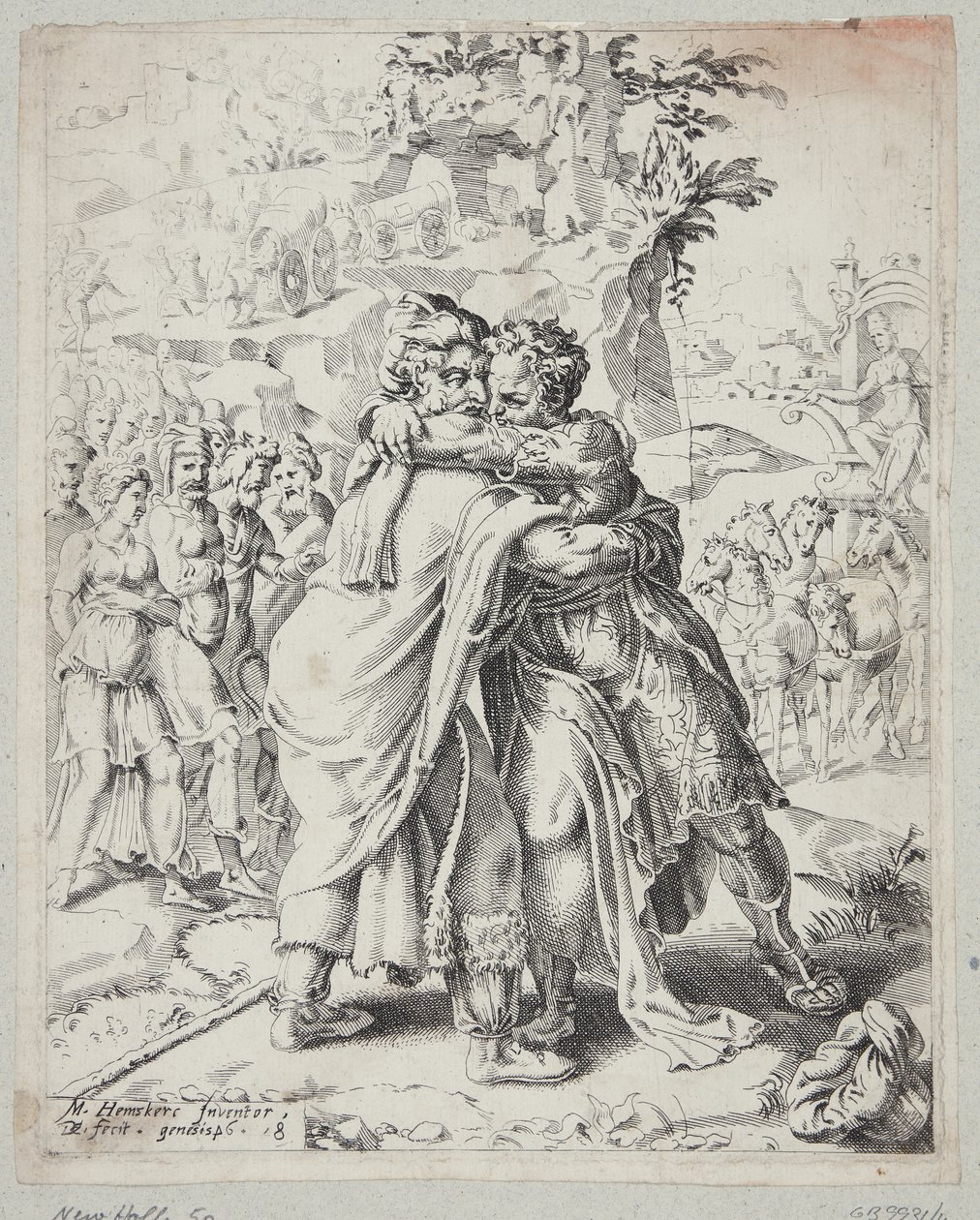 Joseph umarmt seinen Vater von Dirck Volckertsz. Coornhert