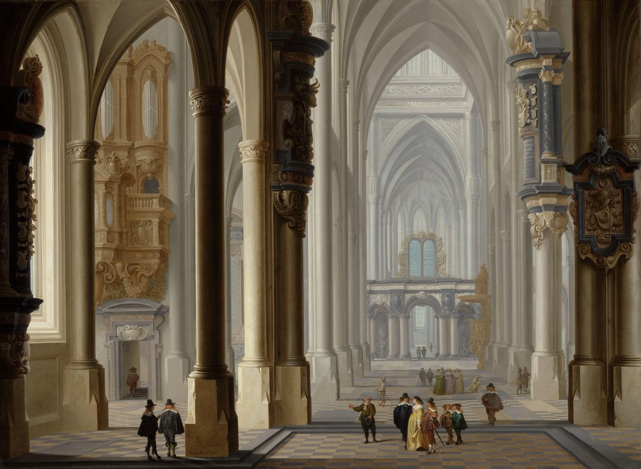 Innenraum einer gotischen Kirche von Dirck van Delen