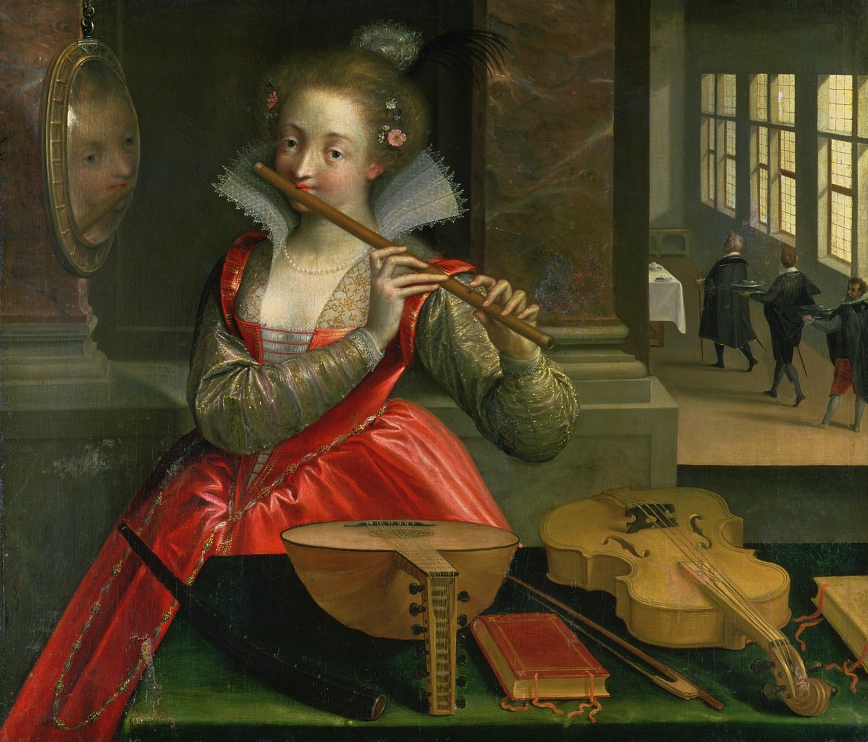 Allegorie der Musik (der Flötenspieler), ca. 1600 von Dirk de Quade van Ravesteyn
