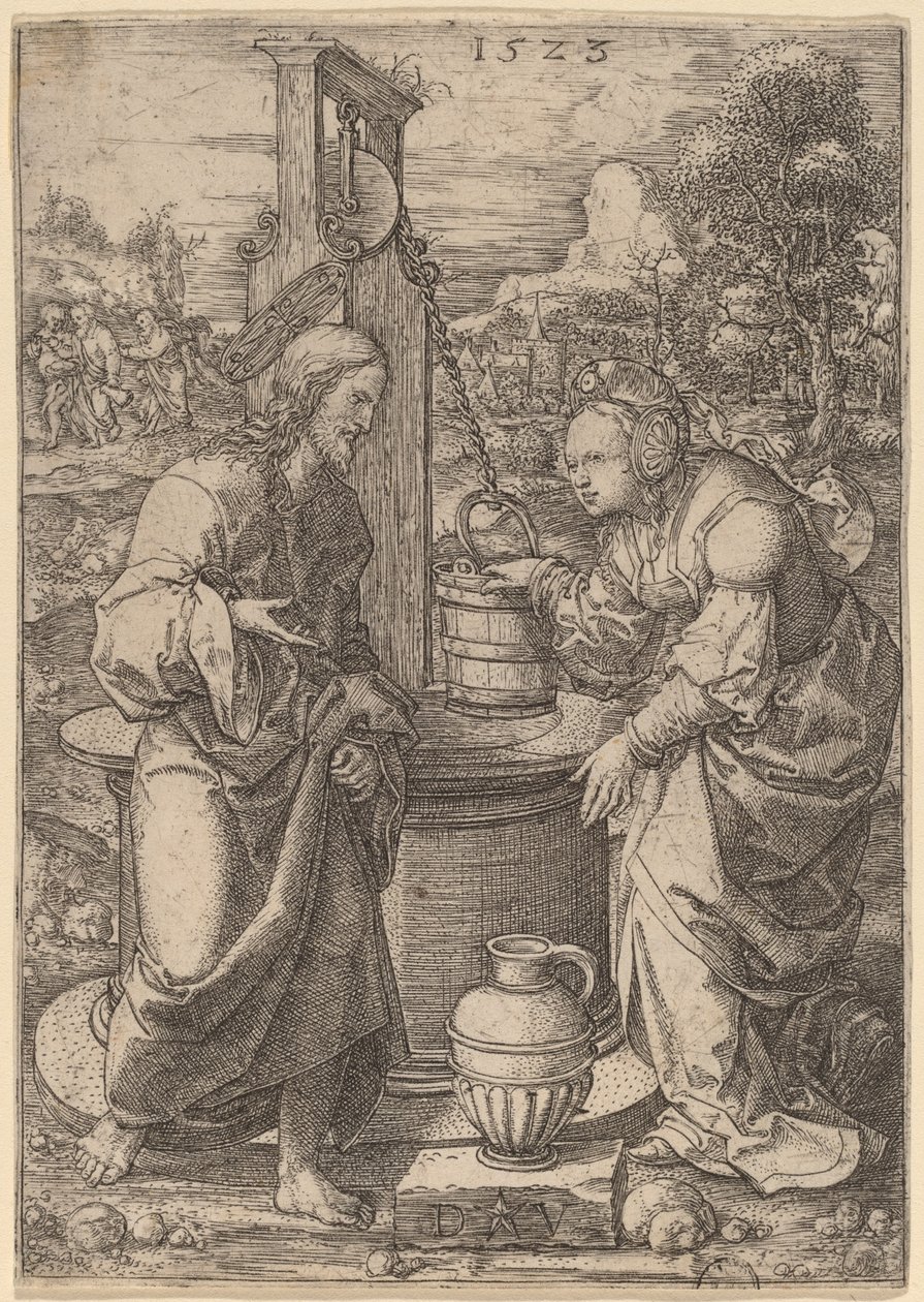 Christus und die Frau von Samaria von Dirk Jacobsz Vellert