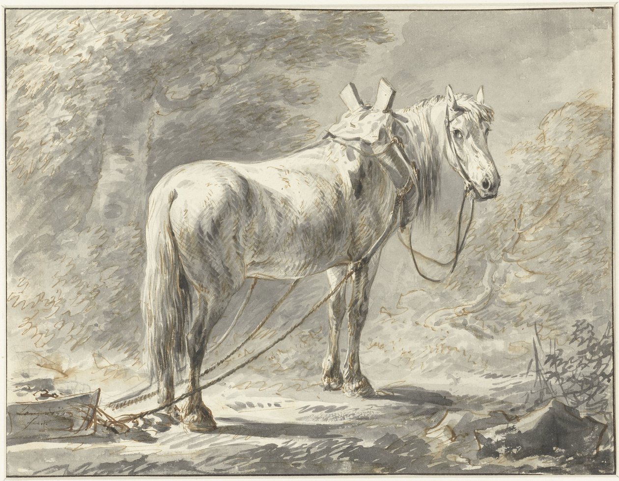 Pferd vor einem Schlitten, nach rechts von Dirk Langendijk