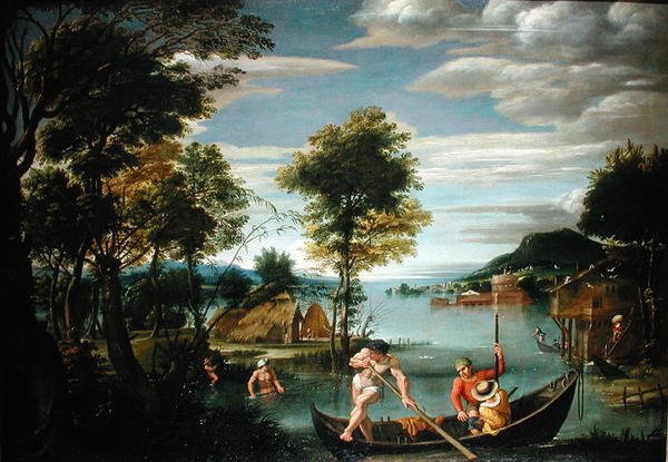 Landschaft mit Booten von Domenichino