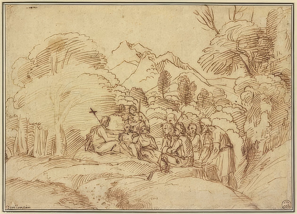 Johannes predigt in der Wüste von Domenichino