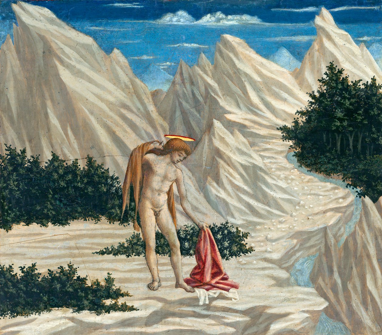 St. Johannes in der Wüste, ca. 1445-50 von Domenico Veneziano