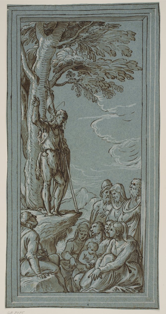 Johannes der Täufer predigt in der Wüste von Domenico Campagnola