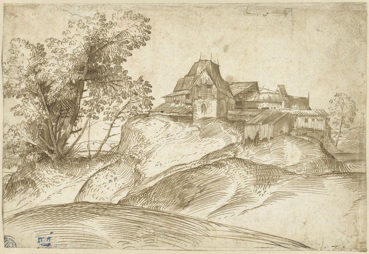 Siedlung auf einem Hügel von Domenico Campagnola