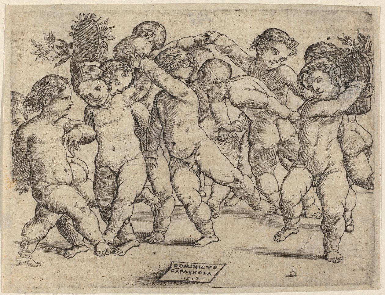 Zwölf Kinder tanzen von Domenico Campagnola