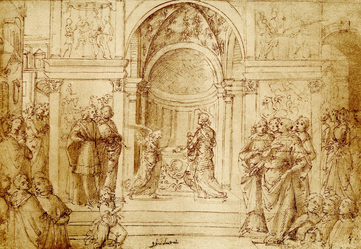 Der Engel erscheint Zacharias im Tempel von Domenico Ghirlandaio