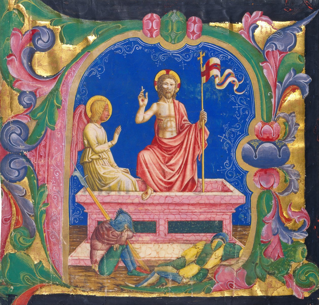 Auferstehung, in einem Initial A von Domenico Pagliarolo
