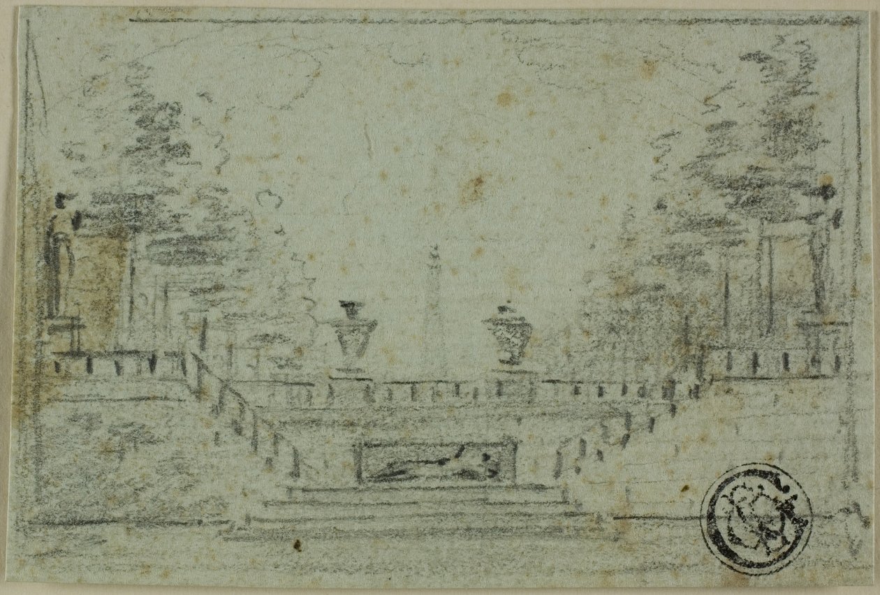 Treppe und Terrasse im formalen Garten von Domenico Quaglio