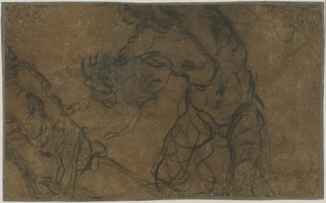 Zwei männliche Figuren in Bewegung (verso) von Domenico Tintoretto