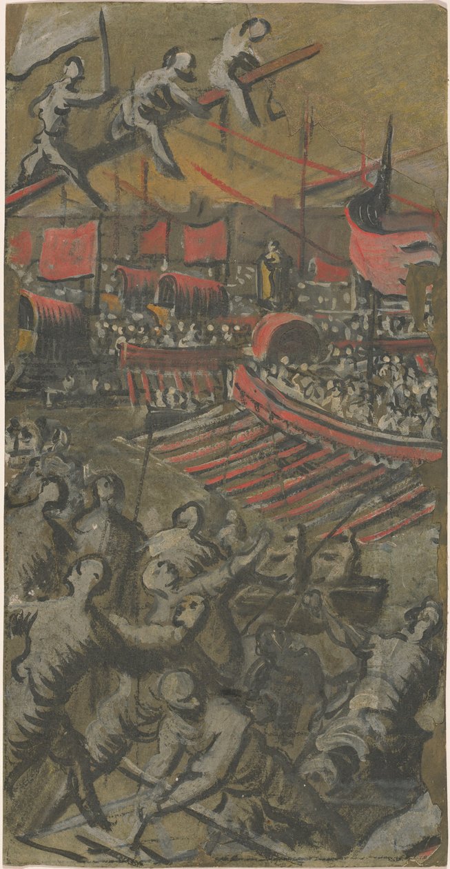Venezianische Schiffe greifen Konstantinopel an von Domenico Tintoretto