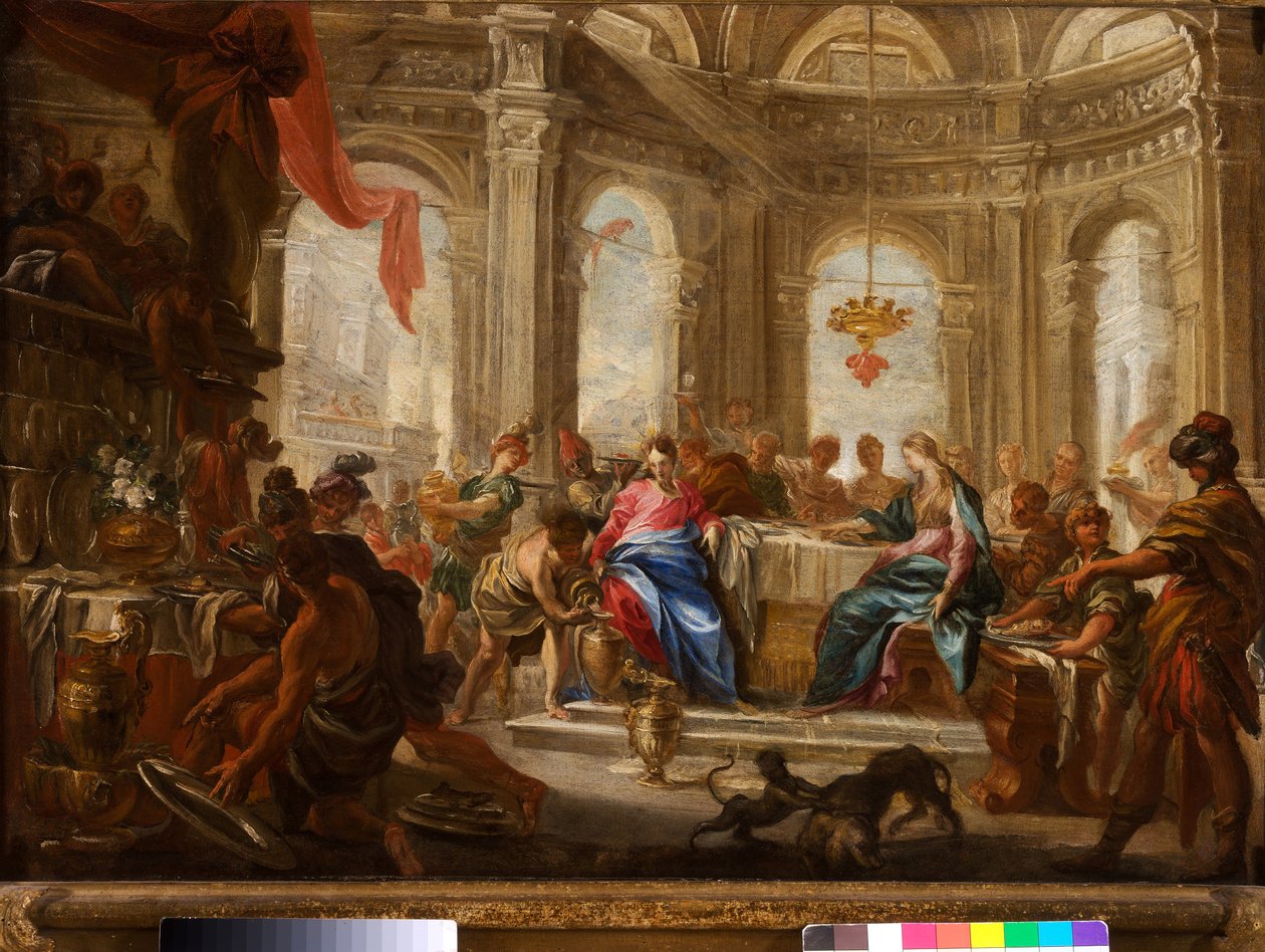 Die Hochzeit zu Kana von Domenico the Elder Piola