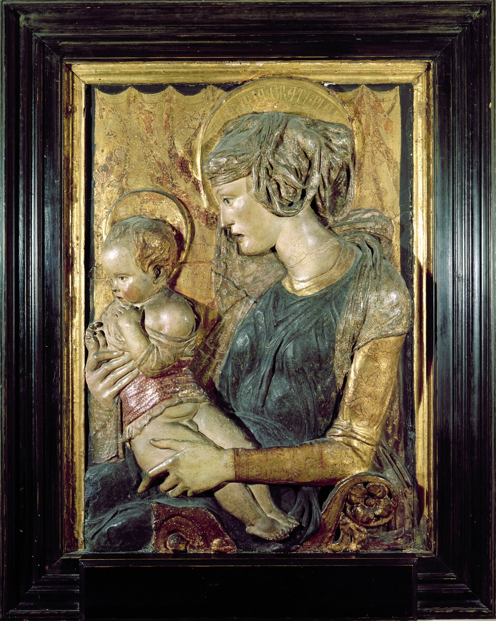 Madonna und Kind (polychromer Marmor) von Donatello