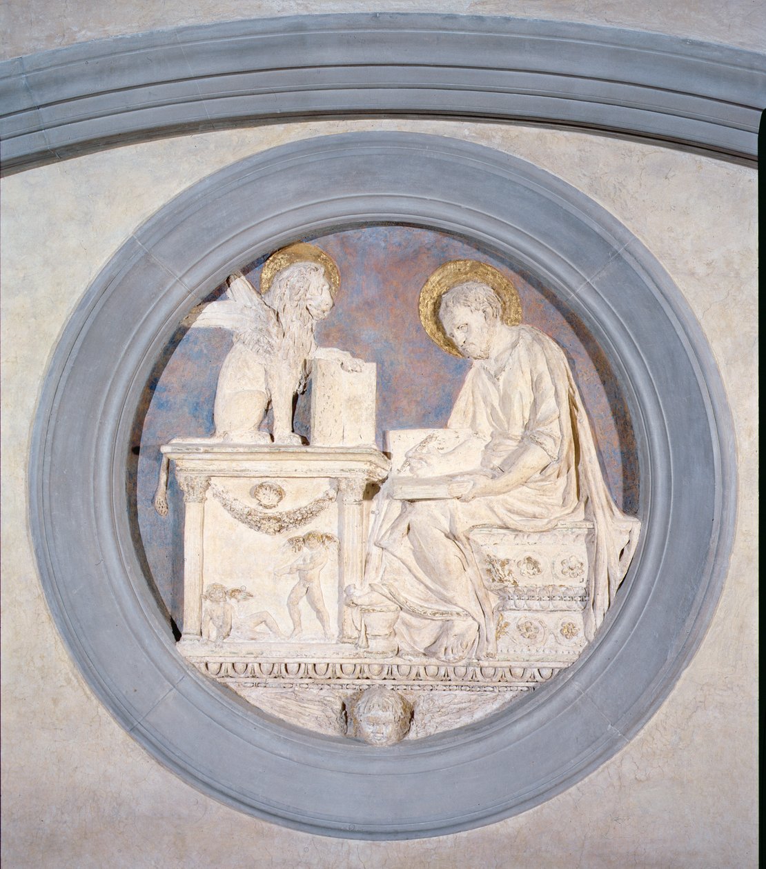 Medallion des Evangelisten Markus, die Alte Sakristei von Donatello