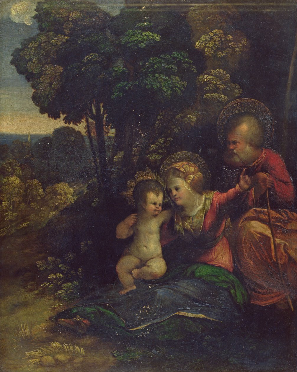 Ruhe während der Flucht nach Ägypten, ca. 1510-12 von Dosso Dossi