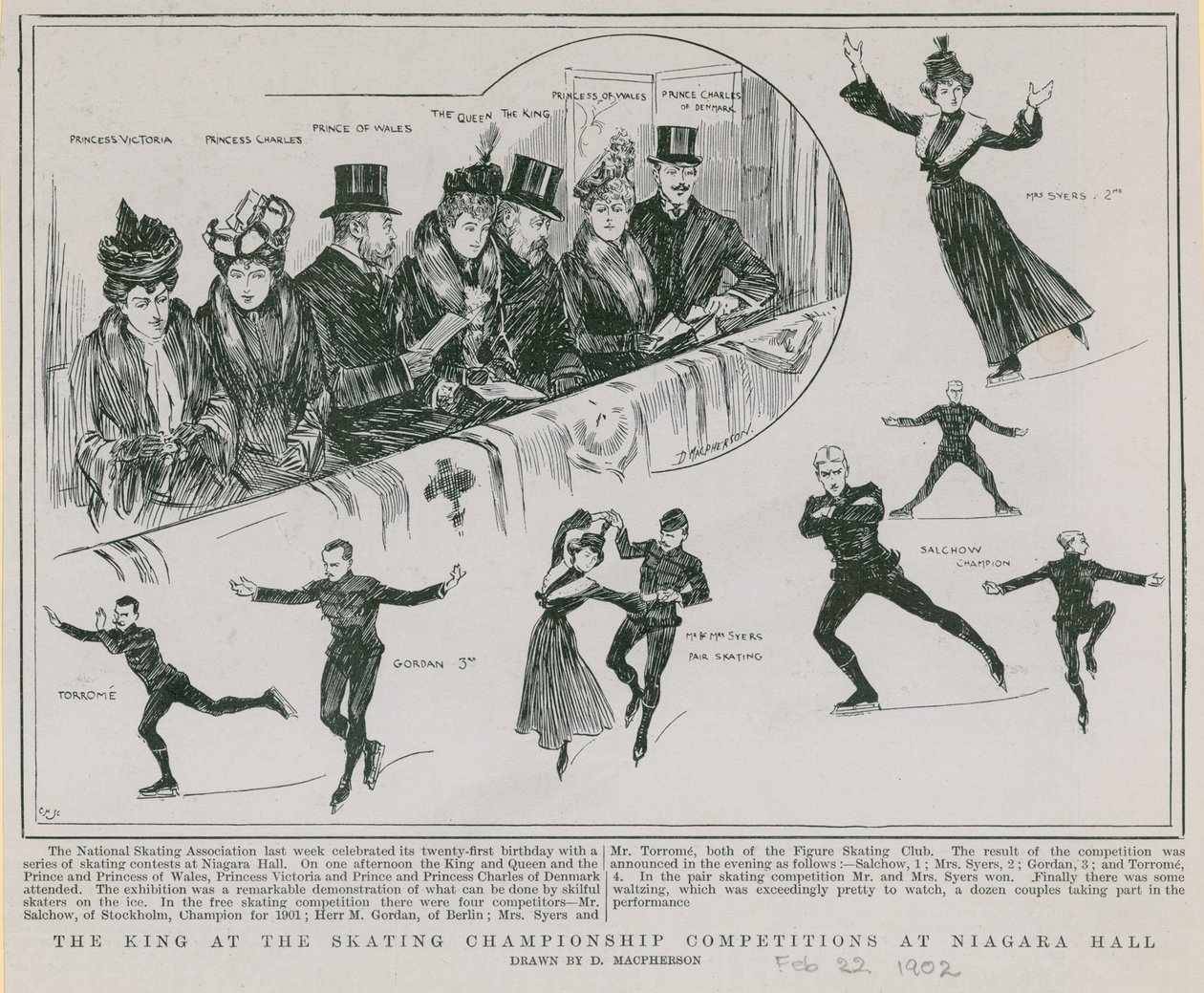 Schlittschuhmeisterschaftswettbewerbe in der Niagara Hall (Gravur) von Douglas Macpherson
